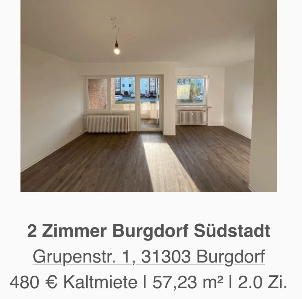 Mietwohnung - 630,00 EUR Kaltmiete, ca.  57,00 m² in Burgdorf (PLZ: 31303)