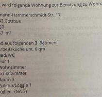 3 - Raum Wohnung (533€) - 533,00 EUR Kaltmiete, ca.  57,00 m² in Cottbus (PLZ: 03042) Merzdorf