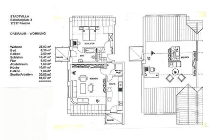 3 Raum Maisonette Wohnung 17217 Penzlin