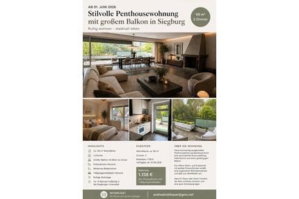 Moderne Penthousewohnung (99 Qudratmeter) in Siegburg - Mudersbach
