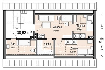 kleine Altbau-Dachgeschosswohnung mit Kachelofenheizung - Weimar Ehringsdorf