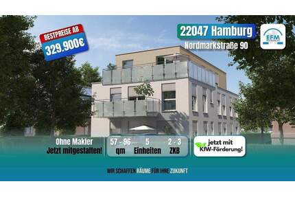 ++VORGEMERKT MIT KFW55-Förderung++ NEUBAU 3 ZKB MIET-ENERGIESPAREND mit 5% AfA - Hamburg Tonndorf