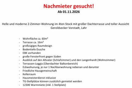 2-Zi-Whg -Penthouse - in Lahr ab 01.11.2026 - Lahr (Schwarzwald)