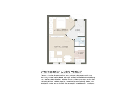 2 ZBK Wohnung in Mainz - 1.300,00&nbsp;EUR Kaltmiete, ca.&nbsp; 43,00&nbsp;m&sup2; in Mainz (PLZ: 55120) Mombach