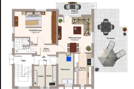 2 Zimmer-Wohnung mit großer Terrasse & Balkon (UG, ca. 60 m²) - Bad Wünnenberg