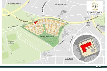 Friedrichspark Haus A5: Terrasse mit 25 m², Tageslichtbad, Gäste-WC, 44 m² Privatgarten, KfW 55 - Villingen-Schwenningen