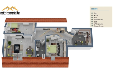 Schöne grosse 3-Raumwohnung 83 m² ruhige Lage in zweiter Reihe - Rätzlingen