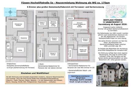 Vermietung WG Zimmer unbefristet - Bestlage Füssen - ab August