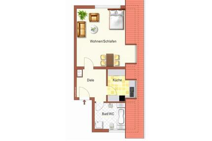 Schifferstadt Helle, geräumige 1-Zimmer-DG-Wohnung, Teilmöbliert