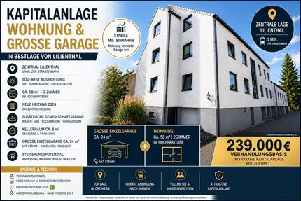 2 Zimmerwohnung mit großer Garage im Ortskern von Lilienthal