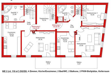 Zwei exklusive 4-Raum-Maissonetten Wohnungen mit Balkon - Erfurt Linderbach