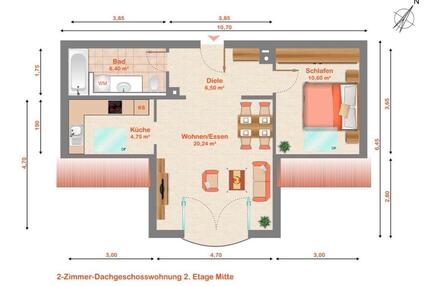 Gepflegte 2-Zimmer-Wohnung - 600,00&nbsp;EUR Kaltmiete, ca.&nbsp; 47,00&nbsp;m&sup2; in Freystadt (PLZ: 92342)