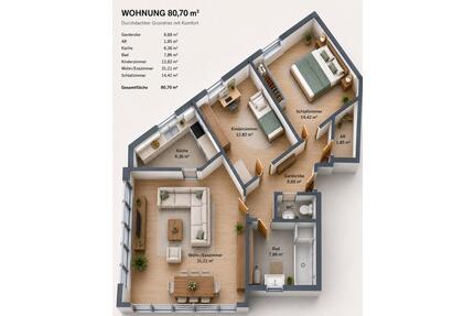 Provisionsfrei von privat 3-Zimmer Eigentumswohnung m. Tiefgarage - Arnstein