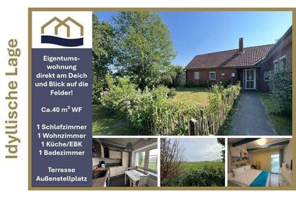 Sehestedt: Ruhig, abgelegen und idyllisch mit Weitblick über die Felder. Gemütliche Eigentumswohnung direkt am Deich - Jade Diekmannshausen