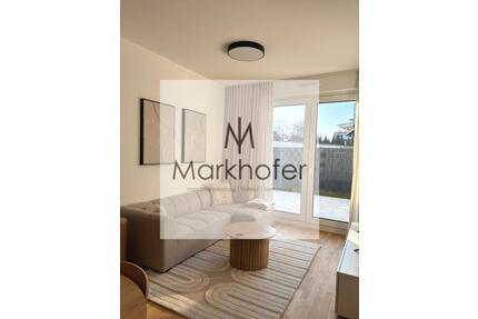 Teilmöbilierte Neubau - Erdgeschoss- Wohnung mit 2 Zimmern und Terrasse zu vermieten ! - Homburg