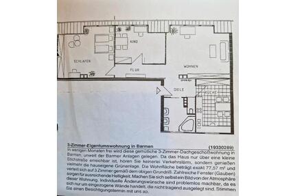 Dachgeschoss Wohnung - 125.000,00&nbsp;EUR Kaufpreis, ca.&nbsp; 77,00&nbsp;m&sup2; in Wuppertal (PLZ: 42289) Gemarkung Barmen