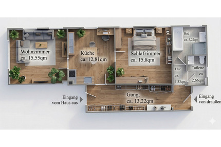 frisch renovierte 2 Zimmer EG Wohnung in Teisbach - Dingolfing