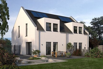 Modernes Doppelhaus mit markanter Fassade und flexibler Raumplanung - Kumhausen