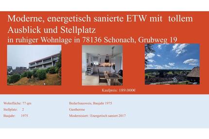Moderne sanierte Etagenwohnung 77 qm 2 Zimmer - Schonach Im Schwarzwald