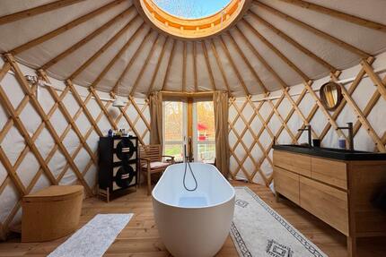 Jurten 7m + 4m Fußbodenheizung winterfest Öko Holz Stroh NATUR - Naumburg (Saale)