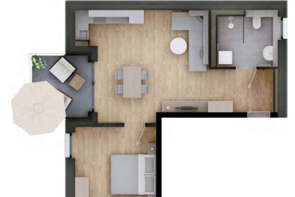 2-Zimmer Neubau-Wohnung (teilmöbiliert,1.OG) mit Balkon in Landau - Landau an der Isar