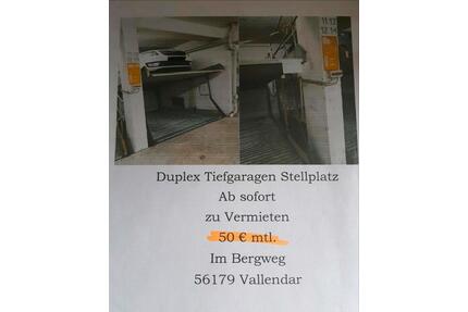 Duplex-Tiefgaragen-Platz zu vermieten - Vallendar