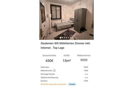 Studenten Wg Möbiliertes Zimmer inkl. Internet. Top Lage!!! - Saarbrücken Neue Bremm