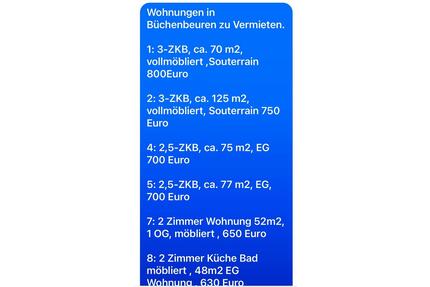 ⚡️WOHNUNGEN IN BÜCHENBEUREN ZU VERMIETEN ⚡️