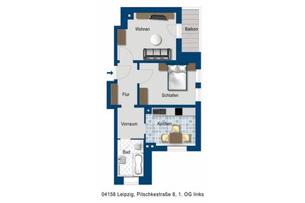 Diese schöne Zwei-Zimmer-Wohnung wurde saniert - mit Fußbodenheizung im Bad! - Leipzig Nord