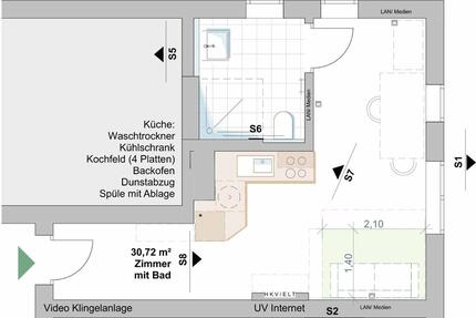Wohnen - Zentral Neubau - 750,00&nbsp;EUR Kaltmiete, ca.&nbsp; 30,72&nbsp;m&sup2; in Arberg (PLZ: 91722)