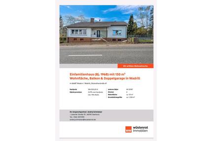 Einfamilienhaus Bj 1968 130m2 Balkon&Doppelgarage in Wadrill - Wadern