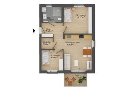 Wohnung zum Mieten in Ahrensfelde 1.138,29 € 59.91 m²
