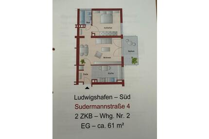 2 Zi. EG-Wohnung mit Balkon in Ludwigshafen-Süd - Ludwigshafen am Rhein Parkinsel