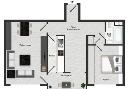 Wohnen mit Komfort in Düsseldorf-Benrath: Helle 2-Zimmer Wohnung