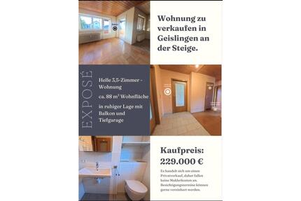 Helle 3,5 Zimmerwohnung in Geislingen an der Steige zu Verkaufen - Amstetten