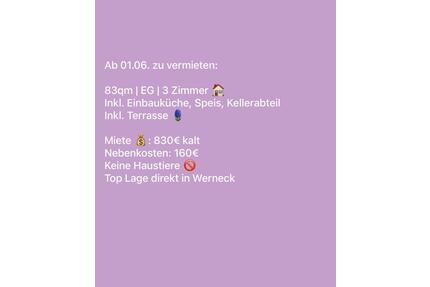 Wohnung EG | 3 Zimmer | EBK | Terrasse zu vermieten - Werneck