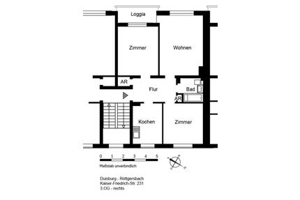 Duisburg Röttgersbach 70qm 3 Zimmer Küche Bad Diele Balkon