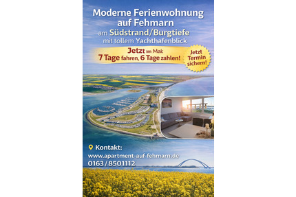 Ferienwohnung auf Fehmarn zu vermieten mit tollem Yachthafenblick