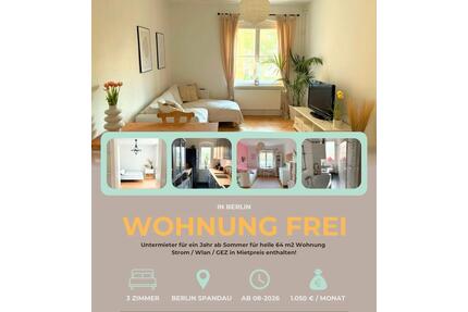 Wohnung zur Untermiete befristet für ein Jahr ab August 2026 - Berlin Spandau