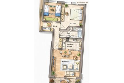 Helle 74,8 m² Wohnung mit Westbalkon & Tiefgarage –in Thannhausen