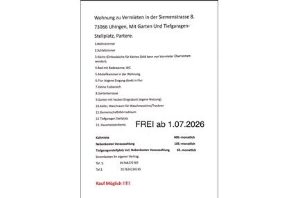 2.5 Zimmer zu vermieten Uhingen