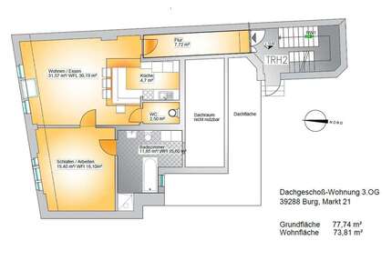 Wohnung zum Mieten in Burg 499,00 € 73.81 m²