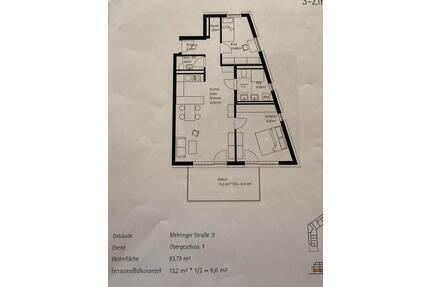 Neubau 3-Zimmer-Wohnung - 1.150,00&nbsp;EUR Kaltmiete, ca.&nbsp; 84,00&nbsp;m&sup2; in Burghausen (PLZ: 84489)