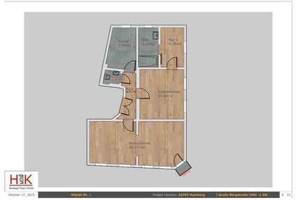 Wohnung zum Mieten in Hamburg 1.395,00 € 63.41 m²