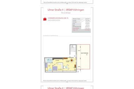 Wohnung Vöhringen - 1.200,00&nbsp;EUR Kaltmiete, ca.&nbsp; 80,00&nbsp;m&sup2; in Vöhringen (PLZ: 89269)