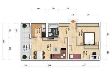 Wohnung zum Kaufen in Dresden 112.472,50 € 64.27 m²