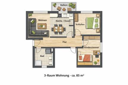 Eigentum statt Miete – 3-Raum Wohnung mit Balkon - Dingelstädt