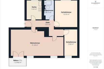 Wohnung in Düsseldorf Stockum - 349.000,00&nbsp;EUR Kaufpreis, ca.&nbsp; 78,00&nbsp;m&sup2; in Düsseldorf (PLZ: 40239) Düsseltal