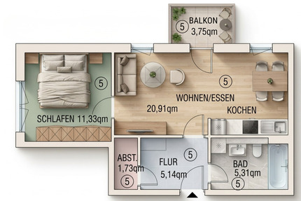 Erstbezug: Design-2-Raum-Wohnung + Balkon + Stellplatz - Bad Lausick