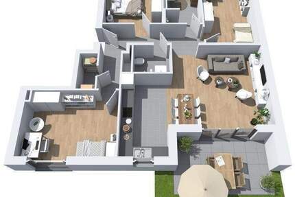 Inkl. Einbauküche: Moderne 4-Zimmer-Neubau-Wohnung mit eigenem Garten - Wiesbaden Biebrich